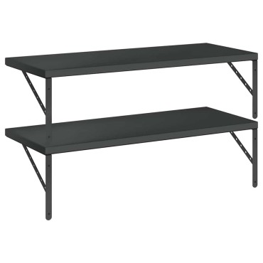 vidaXL Ράφια Τοίχου 2 τεμ. Μαύρο 100x40cm Ανοξείδωτο Ατσάλι