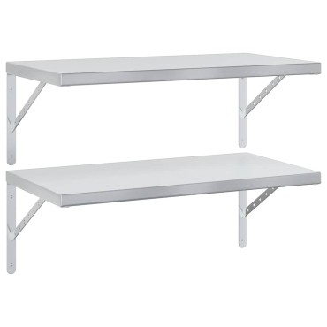 vidaXL Ράφια Τοίχου 2 τεμ. Ασημί 75x40cm Ανοξείδωτο Ατσάλι