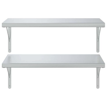 vidaXL Ράφια Τοίχου 2 τεμ. Ασημί 75x40cm Ανοξείδωτο Ατσάλι