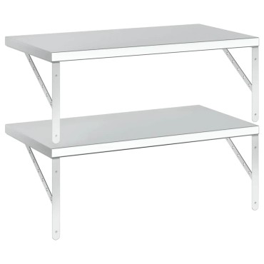 vidaXL Ράφια Τοίχου 2 τεμ. Ασημί 75x40cm Ανοξείδωτο Ατσάλι