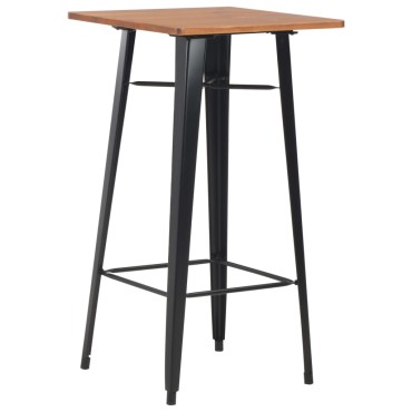 vidaXL Σετ Επίπλων Μπαρ 3 τεμ. Μαύρο Ατσάλινο 60x60x108cm