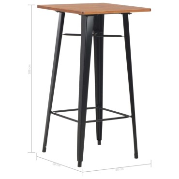 vidaXL Σετ Επίπλων Μπαρ 3 τεμ. Μαύρο Ατσάλινο 60x60x108cm
