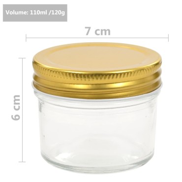 vidaXL Βάζα Μαρμελάδας 96 τεμ. 110 ml Γυάλινα με Χρυσά Καπάκια