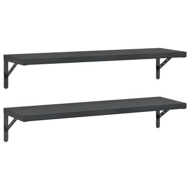 vidaXL Ράφια Τοίχου 2 τεμ. Μαύρο 100x30cm Ανοξείδωτο Ατσάλι