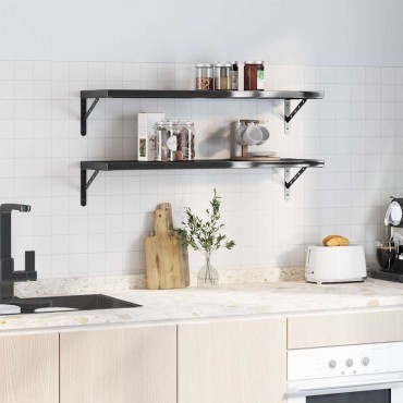 vidaXL Ράφια Τοίχου 2 τεμ. Μαύρο 100x30cm Ανοξείδωτο Ατσάλι