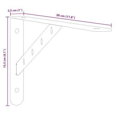 vidaXL Στηρίγματα Ραφιών 4 τεμ. Ασημί 30x2,5x15,5 Ανοξείδωτο Ατσάλι 30x2,5x15,5cm