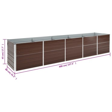 vidaXL Ζαρντινιέρα Υπερυψωμένη Καφέ 400x80x45 εκ. Γαλβαν. Χάλυβας