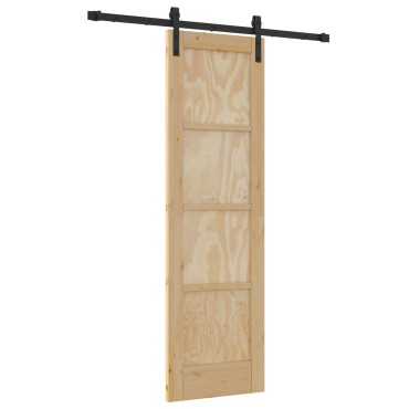 vidaXL Σύρτης Πόρτα με Σετ Υλικών 61x198.5 εκ. Στερεού Ξύλου Πεύκου