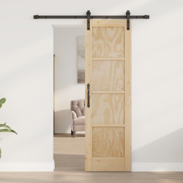 vidaXL Σύρτης Πόρτα με Σετ Υλικών 61x198.5 εκ. Στερεού Ξύλου Πεύκου