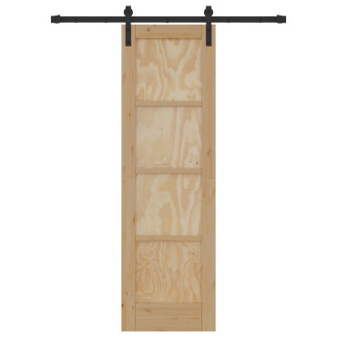 vidaXL Σύρτης Πόρτα με Σετ Υλικών 61x198.5 εκ. Στερεού Ξύλου Πεύκου