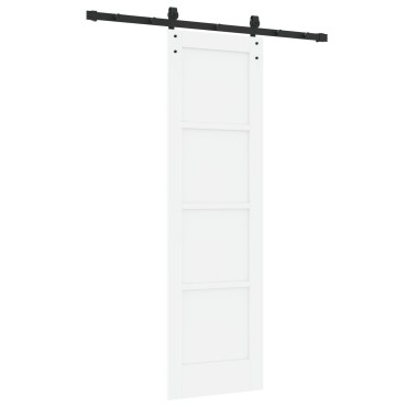 vidaXL Συρόμενη Πόρτα με Σετ Εξαρτημάτων Λευκή 61x198.5 cm Στερεό Ξύλο Πεύκου