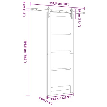 vidaXL Συρόμενη Πόρτα με Σετ Εξαρτημάτων 73.5x198.5 εκ. Μασίφ Ξύλο Πεύκου