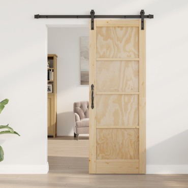 vidaXL Συρόμενη Πόρτα με Σετ Εξαρτημάτων 73.5x198.5 εκ. Μασίφ Ξύλο Πεύκου