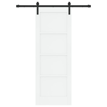 vidaXL Συρόμενη Πόρτα με Σετ Υλικών Λευκή 73.5 x 198.5 εκατοστά Συμπαγής Ξύλο Πεύκου