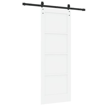 vidaXL Συρόμενη Πόρτα με Σετ Υλικών Λευκή 73.5 x 198.5 εκατοστά Συμπαγής Ξύλο Πεύκου