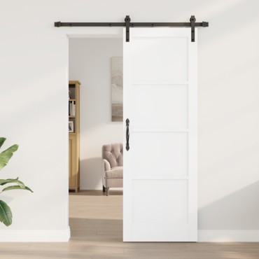 vidaXL Συρόμενη Πόρτα με Σετ Hardware Λευκή 73.5x211 εκ. Στερεό Ξύλο Πεύκος