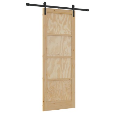 vidaXL Συρόμενη Πόρτα με Σετ Εξαρτημάτων 78x211 cm Σταθερό Ξύλο Πεύκου