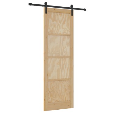 vidaXL Συρόμενη Πόρτα με Σετ Εξαρτημάτων 78x232 cm Μασίφ Ξύλο Πεύκου