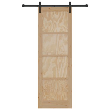 vidaXL Συρόμενη Πόρτα με Σετ Εξαρτημάτων 78x232 cm Μασίφ Ξύλο Πεύκου
