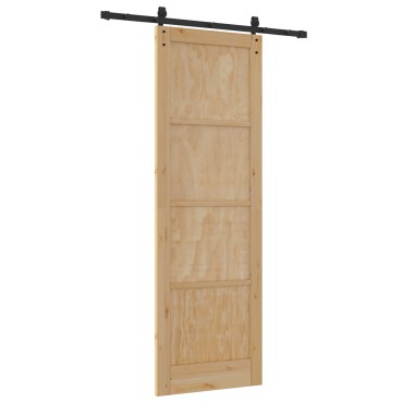 vidaXL Συρόμενη Πόρτα με Σετ Εξαρτημάτων 78x232 cm Μασίφ Ξύλο Πεύκου