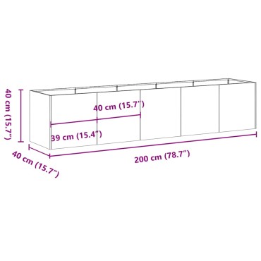 vidaXL Ζαρντινιέρα Μαύρη 200x40x40 εκ. από Χάλυβα Ψυχρής Έλασης