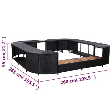 vidaXL Πλαίσιο Σπα/Υδρομασάζ Τετράγωνο Μαύρο 268x268x55 εκ Συνθ.Ρατάν