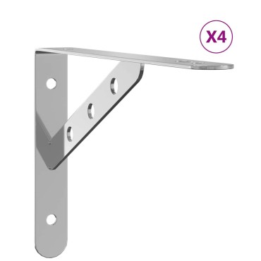 vidaXL Στηρίγματα Ραφιών 4 τεμ. Ασημί 23,5x2,5x15,5 Ανοξείδωτο Ατσάλι 23,5x2,5x15,5cm