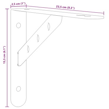 vidaXL Στηρίγματα Ραφιών 4 τεμ. Ασημί 23,5x2,5x15,5 Ανοξείδωτο Ατσάλι 23,5x2,5x15,5cm