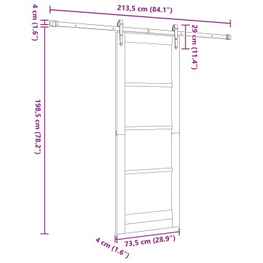 vidaXL Συρόμενη Πόρτα με Σετ Υλικών 'ORKDAL' Λευκή 73.5x198.5 εκ.