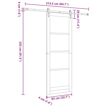 vidaXL Συρόμενη Πόρτα με Σετ Υλικών 'ORKDAL'83x232 cm