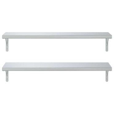 vidaXL Ράφια Τοίχου 2 τεμ. Ασημί 100x30cm Ανοξείδωτο Ατσάλι