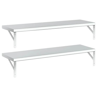 vidaXL Ράφια Τοίχου 2 τεμ. Ασημί 100x30cm Ανοξείδωτο Ατσάλι