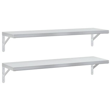 vidaXL Ράφια Τοίχου 2 τεμ. Ασημί 100x30cm Ανοξείδωτο Ατσάλι