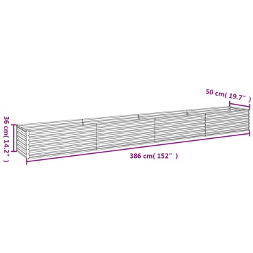vidaXL Ζαρντινιέρα 386 x 50 x 36 εκ. από Ατσάλι Σκληρυθέν στον Αέρα