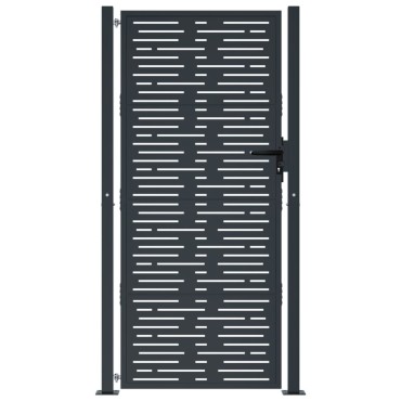 vidaXL Πύλη Κήπου με Τετράγωνο Σχέδιο Ανθρακί 105 x 205 εκ. Ατσάλινη
