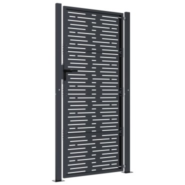 vidaXL Πύλη Κήπου με Τετράγωνο Σχέδιο Ανθρακί 105 x 205 εκ. Ατσάλινη
