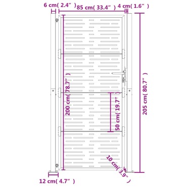 vidaXL Πύλη Κήπου με Τετράγωνο Σχέδιο Ανθρακί 105 x 205 εκ. Ατσάλινη