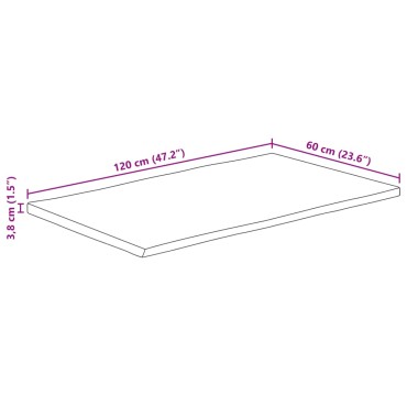 vidaXL Επιφάνεια Τραπεζιού Ορθογώνια 120x60x3,8cm Μασίφ Ξύλο Ακακίας 1 τεμ.