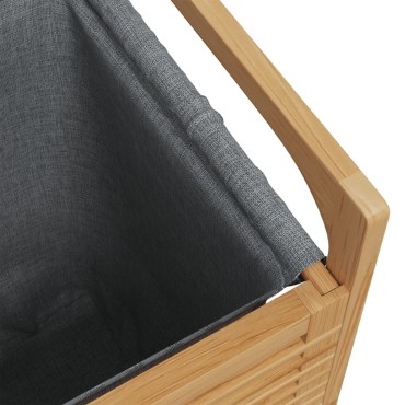vidaXL Καλάθι Απλύτων με Γκρι Τσάντα 32x30x36,5 εκ. από Μπαμπού