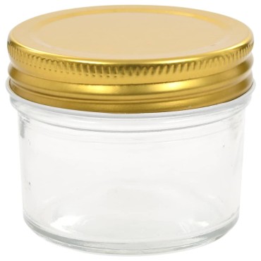vidaXL Βάζα Μαρμελάδας 48 τεμ. 110 ml Γυάλινα με Χρυσά Καπάκια