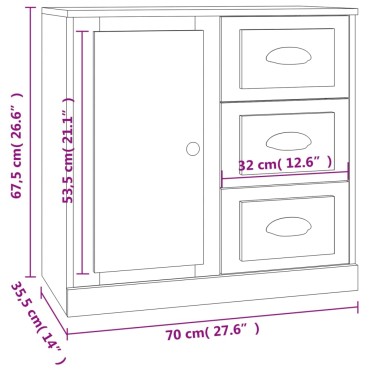 vidaXL Μπουφές Γκρι Σκυροδέματος 70x35,5x67,5cm Επεξεργασμένο Ξύλο 1 τεμ.