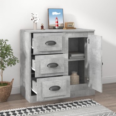 vidaXL Μπουφές Γκρι Σκυροδέματος 70x35,5x67,5cm Επεξεργασμένο Ξύλο 1 τεμ.
