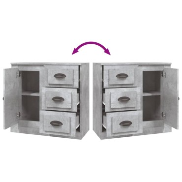 vidaXL Μπουφές Γκρι Σκυροδέματος 70x35,5x67,5cm Επεξεργασμένο Ξύλο 1 τεμ.