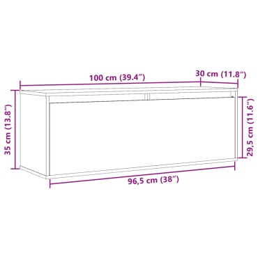 vidaXL Ντουλάπι Τοίχου Καφέ Μελί 100x30x35cm από Μασίφ Ξύλο Πεύκου 1 τεμ.
