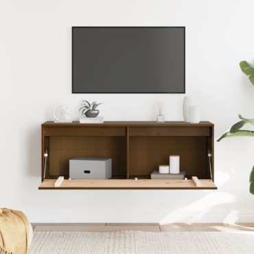 vidaXL Ντουλάπι Τοίχου Καφέ Μελί 100x30x35cm από Μασίφ Ξύλο Πεύκου 1 τεμ.