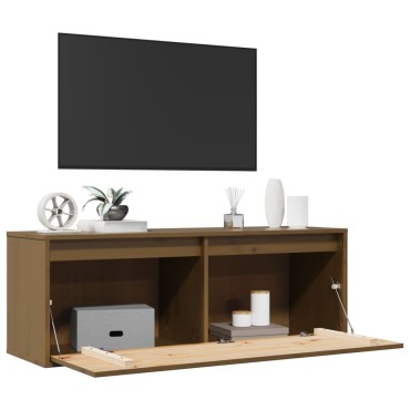 vidaXL Ντουλάπι Τοίχου Καφέ Μελί 100x30x35cm από Μασίφ Ξύλο Πεύκου 1 τεμ.