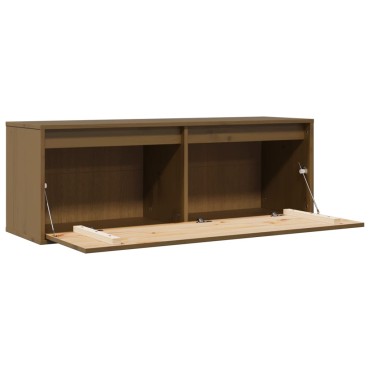 vidaXL Ντουλάπι Τοίχου Καφέ Μελί 100x30x35cm από Μασίφ Ξύλο Πεύκου 1 τεμ.