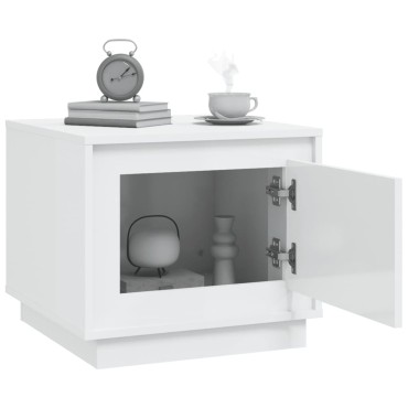 vidaXL Τραπεζάκι Σαλονιού Γυαλ. Λευκό 51x50x44cm Επεξεργ. Ξύλο 1 τεμ.