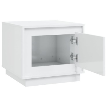 vidaXL Τραπεζάκι Σαλονιού Γυαλ. Λευκό 51x50x44cm Επεξεργ. Ξύλο 1 τεμ.