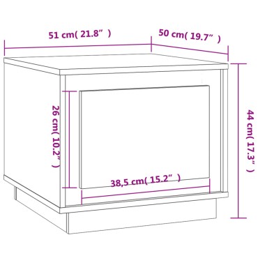 vidaXL Τραπεζάκι Σαλονιού Γυαλ. Λευκό 51x50x44cm Επεξεργ. Ξύλο 1 τεμ.